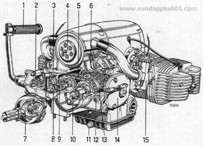 Click for larger view of Z�ndapp KS601 Engine and Transmission