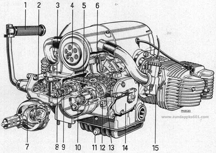 Z�ndapp KS601 Engine and Chain Drive Transmission, Sectional View