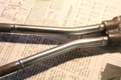 Close up of the Zundapp KS601 seat frame welds.